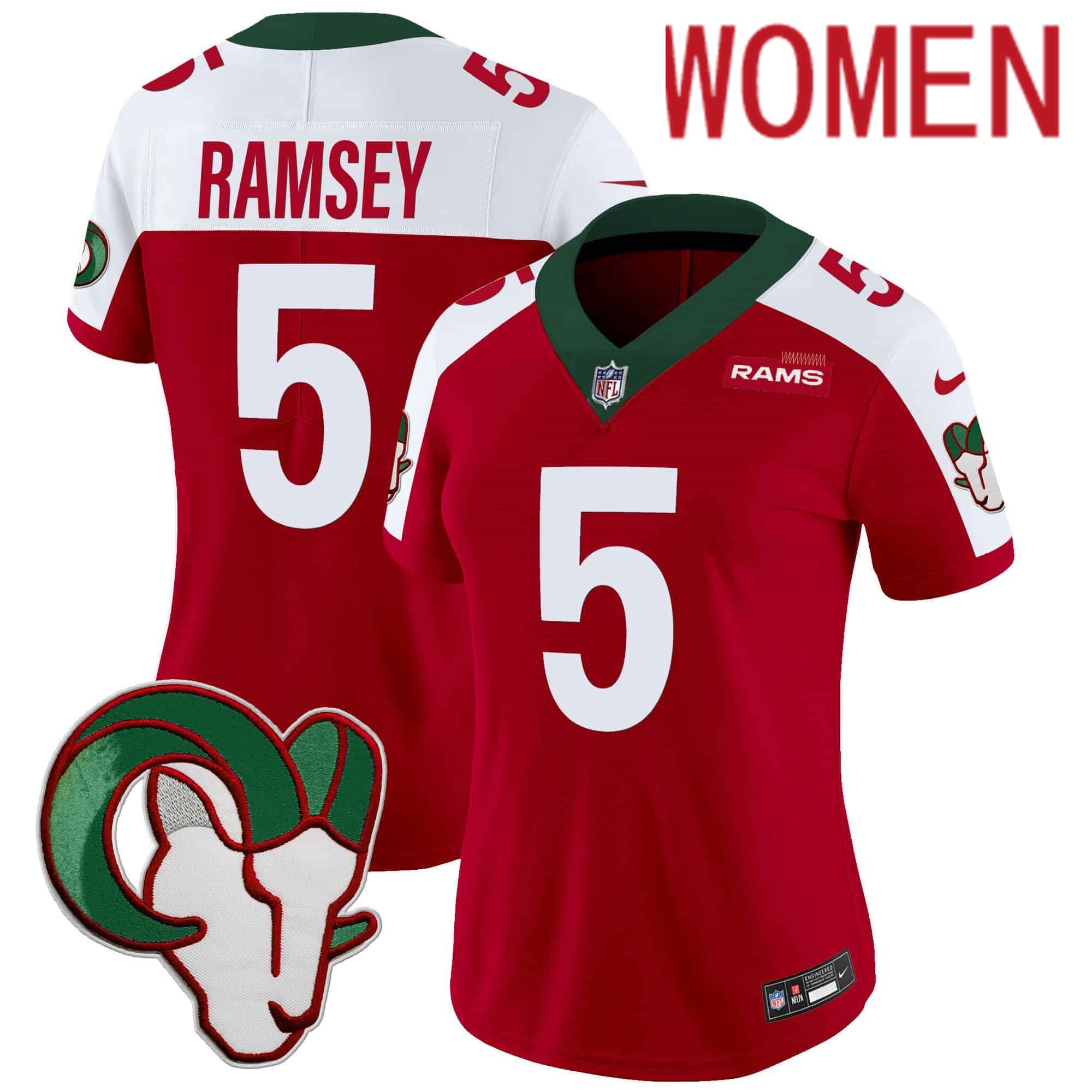 Women Los Angeles Rams #5 Ramsey Red 2024 Nike Mexico Vapor Limited NFL Jersey